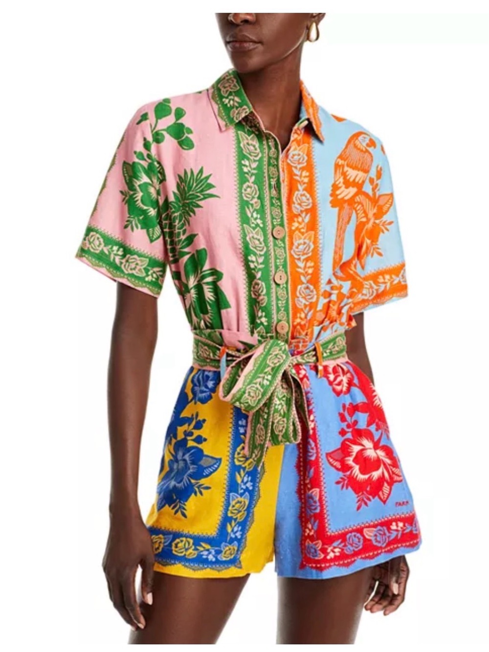 NEW FARM Rio Lace Garden Mix Scarves Romper SIZE medium